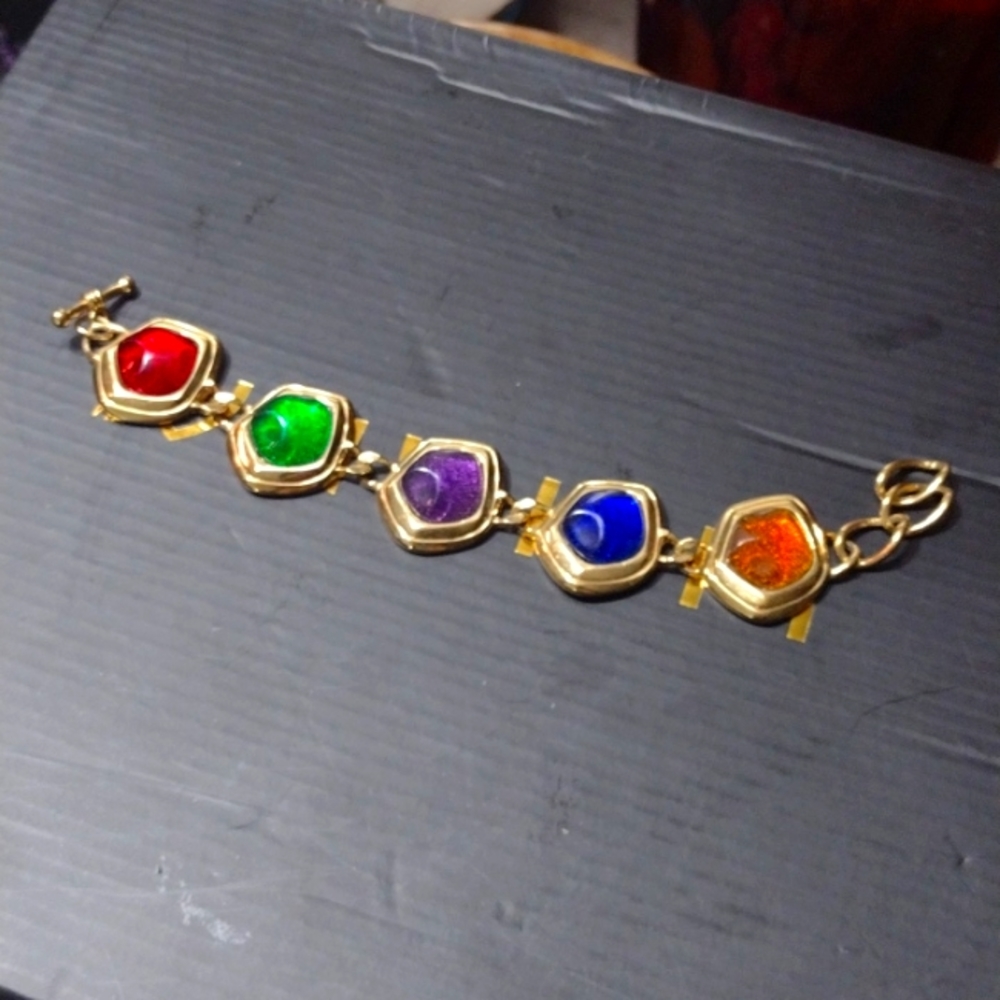 Gold plated multi colored bracelet